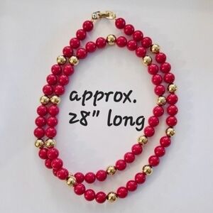 Vintage Napier Red and Gold Beaded Necklace
